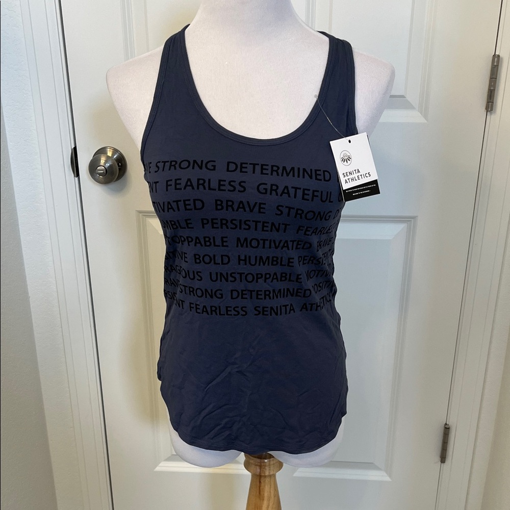 Senita Athletics Motivational Graphic Racerback Tank Top Small NWT
